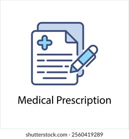 Medical Prescription vector icon stock illustration