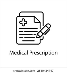 Medical Prescription vector icon stock illustration