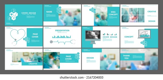 Medical Presentation Corporate Identity Healthcare Geometric Cover, Brochure Template Design, Flyer, Leaflets Decoration For Printing, Blurred Image For Example