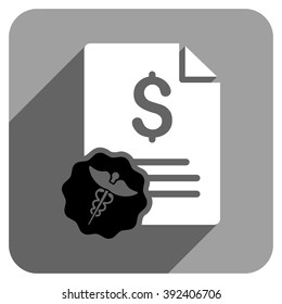 Medical Prices long shadow vector icon. Style is a flat medical prices iconic symbol on a gray square background.