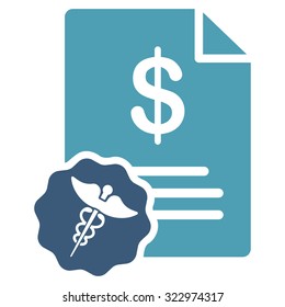 Medical Prices vector icon. Style is bicolor flat symbol, cyan and blue colors, rounded angles, white background.