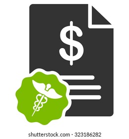 Medical Prices vector icon. Style is bicolor flat symbol, eco green and gray colors, rounded angles, white background.