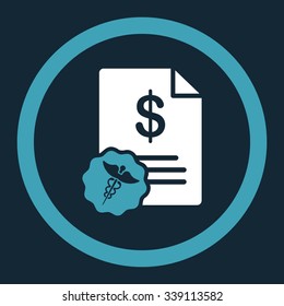 Medical Prices vector icon. Style is bicolor flat rounded symbol, blue and white colors, rounded angles, dark blue background.