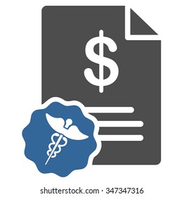 Medical Prices vector icon. Style is bicolor flat symbol, cobalt and gray colors, rounded angles, white background.