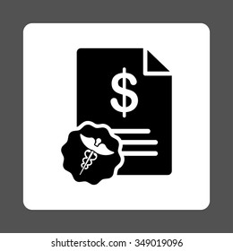 Medical Prices vector icon. Style is flat rounded square button, black and white colors, gray background.