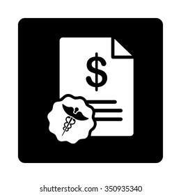 Medical Prices vector icon. Style is flat rounded square button, white and black colors, white background.