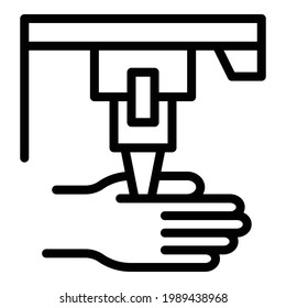 Medizinisches Druckersymbol. Outline Medical Drucker, Vektorsymbol für Webdesign einzeln auf weißem Hintergrund
