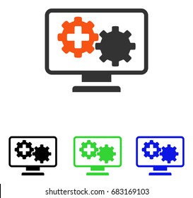 Medical Process Gears Monitoring vector icon. Illustration style is a flat iconic colored symbol with different color versions.