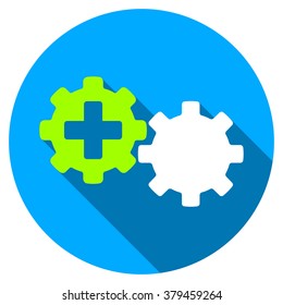Medical Process long shadow icon. Style is a light flat symbol with rounded angles on a blue round button.