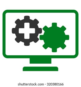 Medical Process Monitoring vector icon. Style is bicolor flat symbol, green and gray colors, rounded angles, white background.