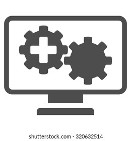 Medical Process Monitoring vector icon. Style is flat symbol, gray color, rounded angles, white background.