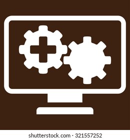Medical Process Monitoring vector icon. Style is flat symbol, white color, rounded angles, brown background.