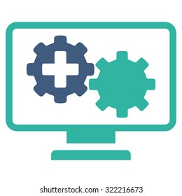 Medical Process Monitoring vector icon. Style is bicolor flat symbol, cobalt and cyan colors, rounded angles, white background.