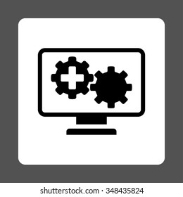 Medical Process Monitoring vector icon. Style is flat rounded square button, black and white colors, gray background.