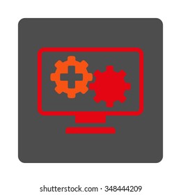 Medical Process Monitoring vector icon. Style is flat rounded square gray button with red symbol, white background.