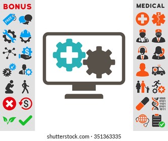 Medical Process Monitoring vector icon. Style is bicolor flat symbol, grey and cyan colors, rounded angles, white background.