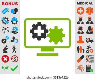 Medical Process Monitoring vector icon. Style is bicolor flat symbol, eco green and gray colors, rounded angles, white background.