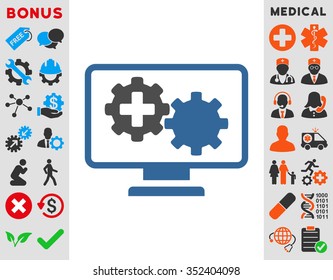 Medical Process Monitoring vector icon. Style is bicolor flat symbol, cobalt and gray colors, rounded angles, white background.