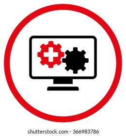 Medical Process Monitoring vector icon. Style is bicolor flat circled symbol, intensive red and black colors, rounded angles, white background.