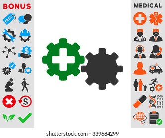 Medical Process vector icon with bonus. Style is bicolor flat symbol, green and gray colors, rounded angles, white background.