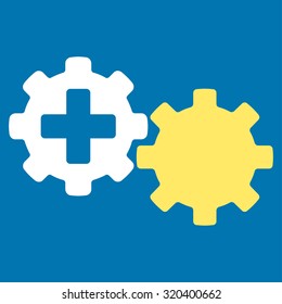 Medical Process vector icon. Style is bicolor flat symbol, yellow and white colors, rounded angles, blue background.