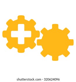 Medical Process vector icon. Style is flat symbol, yellow color, rounded angles, white background.