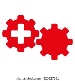 Medical Process vector icon. Style is flat symbol, red color, rounded angles, white background.
