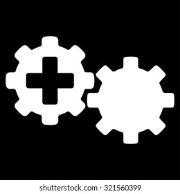 Medical Process vector icon. Style is flat symbol, white color, rounded angles, black background.