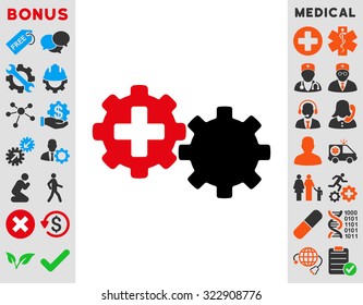 Medical Process vector icon. Style is bicolor flat symbol, intensive red and black colors, rounded angles, white background.