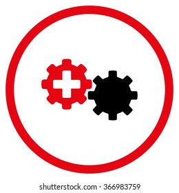 Medical Process vector icon. Style is bicolor flat circled symbol, intensive red and black colors, rounded angles, white background.