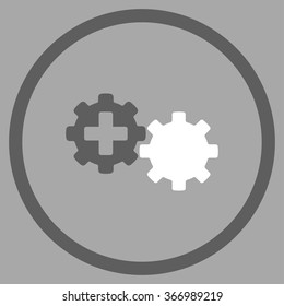 Medical Process vector icon. Style is bicolor flat circled symbol, dark gray and white colors, rounded angles, silver background.