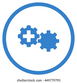 Medical Process vector icon. Style is flat circled symbol, cobalt color, rounded angles, white background.