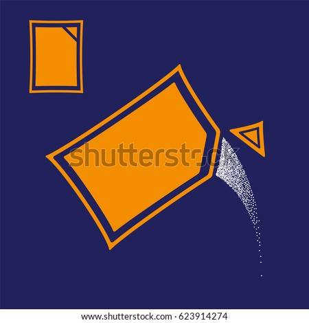 Medical product opened sachet from which white powder pours out.