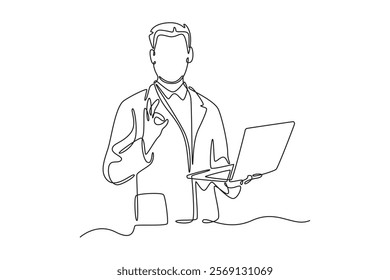 Medical professional Concept. Single line draw design. Full length animation illustration. High quality 4k footage.