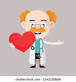 Medical Professional Doctor - Holding a Heart and Showing with Hand