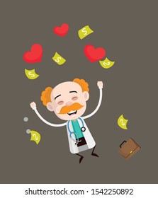 Medical Professional Doctor - Jumping with Hearts and Money