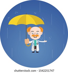 Medical Professional Doctor - Standing in Rain with Umbrella