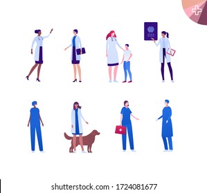 Medical professional people team concept. Vector flat person illustration set. Multi-ethnic female people collection. Doctor specialist. Design for banner, web, infographic