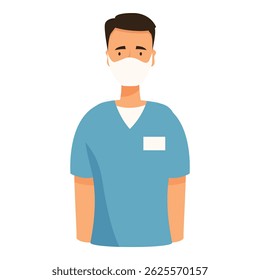 Medical professional standing in his blue uniform wearing a protective face mask