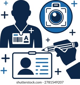 Medical professional using digital tablet and camera for patient identification and documentation process