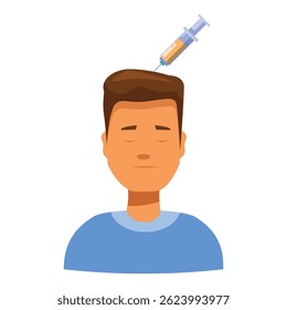 Medical professional is vaccinating a patient in the head using a syringe