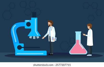 Medical professionals analyzing lab equipment, representing healthcare research, diagnostics, and scientific advancements