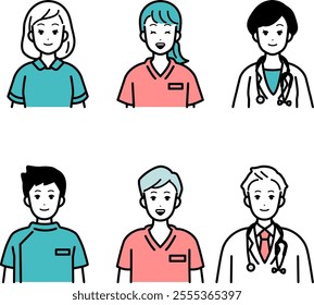 Medical professionals icon set, smile.