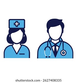 Medical Professionals Nurse and Doctor Icons
