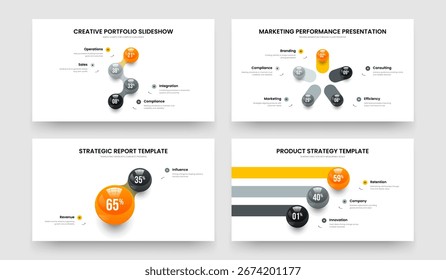 Proposta Médica 4 5 2 3 Opção Diagrama Slide Design Bundle. Market Portfolio Four Five Two Three Step Graph Presentation Template Vetor Illustration Collection.
