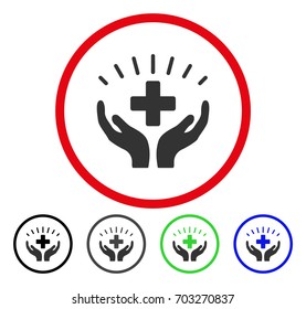 Medical Prosperity rounded icon. Vector illustration style is a flat iconic symbol inside a red circle, with black, gray, blue, green versions. Designed for web and software interfaces.