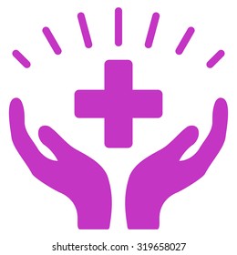 Medical Prosperity vector icon. Style is flat symbol, violet color, rounded angles, white background.