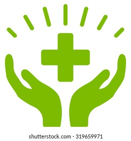 Medical Prosperity vector icon. Style is flat symbol, eco green color, rounded angles, white background.