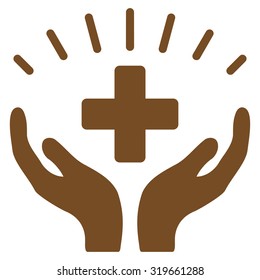 Medical Prosperity vector icon. Style is flat symbol, brown color, rounded angles, white background.