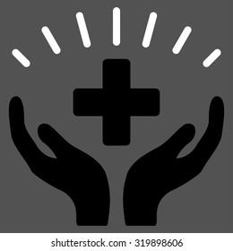 Medical Prosperity vector icon. Style is bicolor flat symbol, black and white colors, rounded angles, gray background.